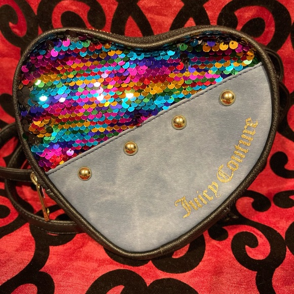 JUICY COUTURE Sequin Blue Heart Crossbody Bag - Picture 2 of 6